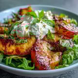 Grilled Peach Burrata Honey Salad