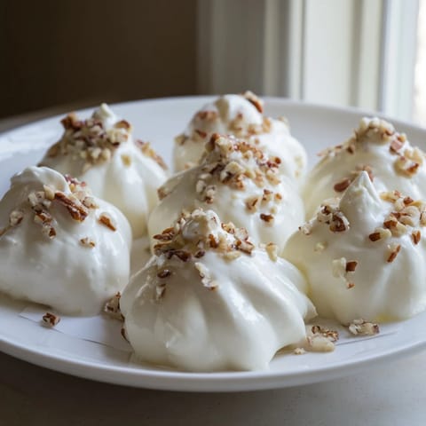 Close-up of freshly made divinity, the sweet, white, melt-in-your-mouth confection with nuts.