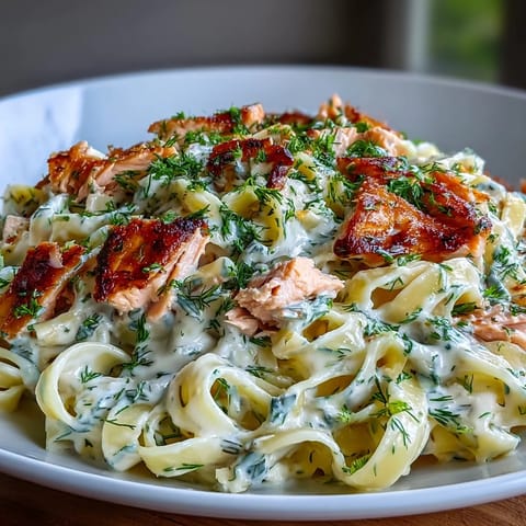 Savor The Best Creamy Salmon Pasta, glistening with a velvety lemon dill sauce.