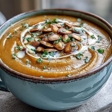 Warm Butternut Squash and Apple Soup served with crusty bread on a cozy autumn table.