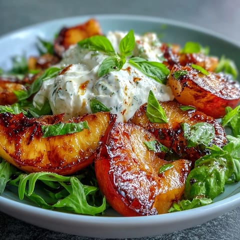 Grilled Peach Burrata Honey Salad