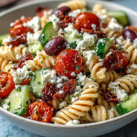 Summer Pasta Salad Greek Style