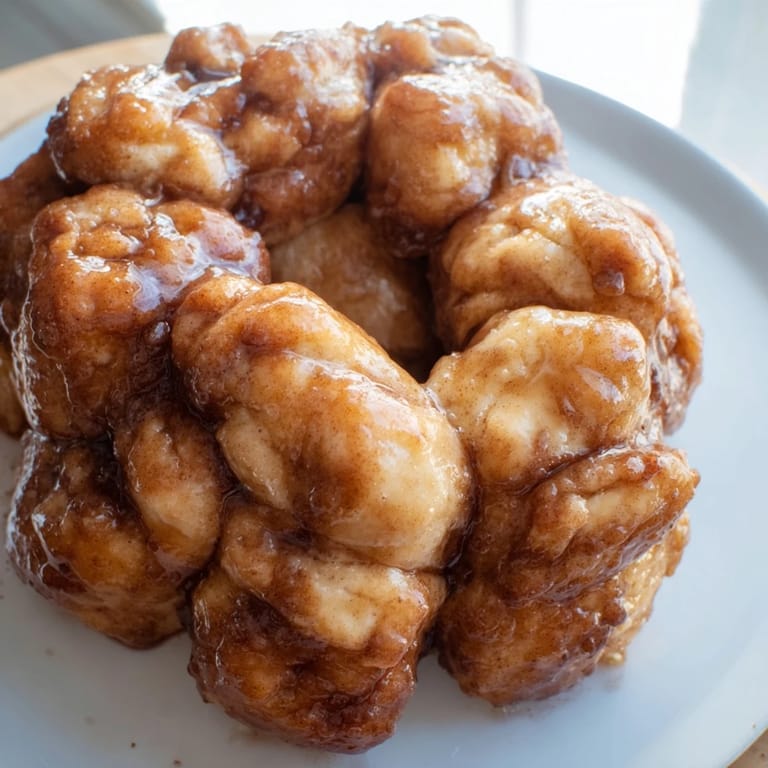 Warm, gooey Monkey Bread fresh out of the oven, with a delightful aroma of cinnamon and butter.