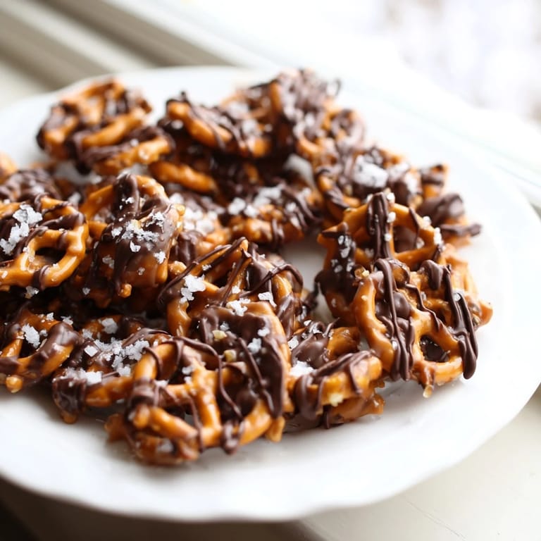 Irresistible photo showcasing the delicious pretzel candy clusters, ready to be enjoyed as a snack.