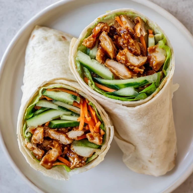 Golden-brown Honey Chili Crunch Chicken Wrap served on a plate, perfect for a flavorful and satisfying lunch.