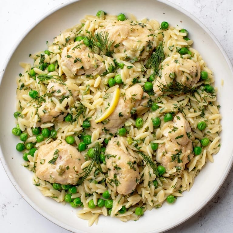 Bright Mediterranean flavors in this one-pan chicken and orzo dinner, perfect for a light spring meal.