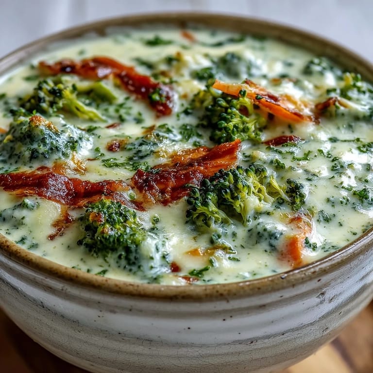 A bowl of homemade broccoli cheddar soup topped with extra sharp cheddar and fresh cracked pepper.