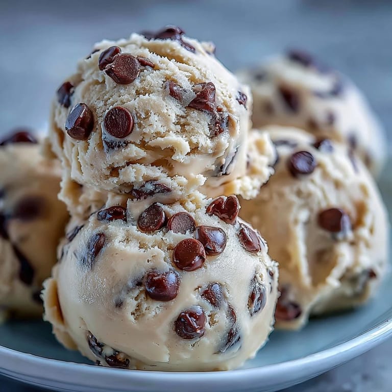 Freshly mixed Greek Yogurt Cookie dough in a mixing bowl with a spatula, ready to chill before serving.