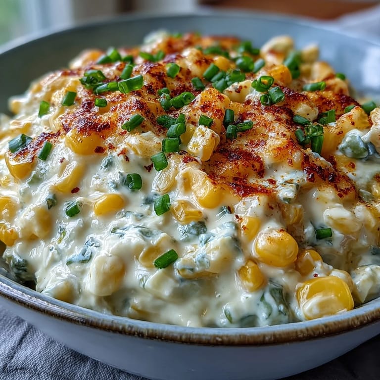 Cheesy Crack Corn Dip with golden edges sits in a skillet alongside a pile of crunchy tortilla chips, perfect for game day snacking.