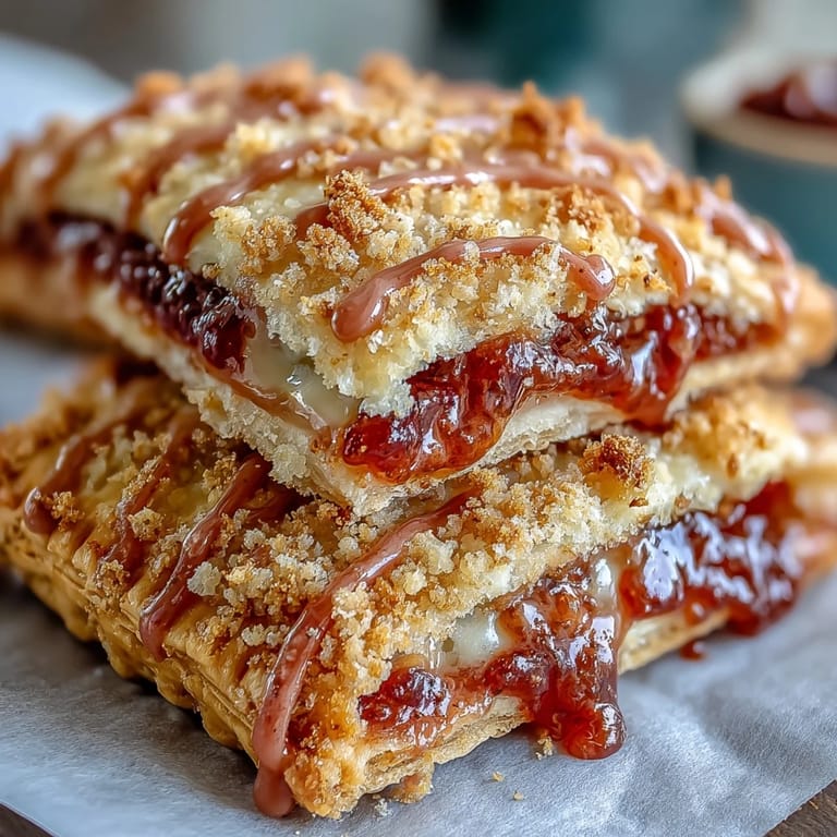 Homemade Guava Cheese Pop Tarts arranged on a rustic wooden board, ready to serve for a sweet breakfast treat.