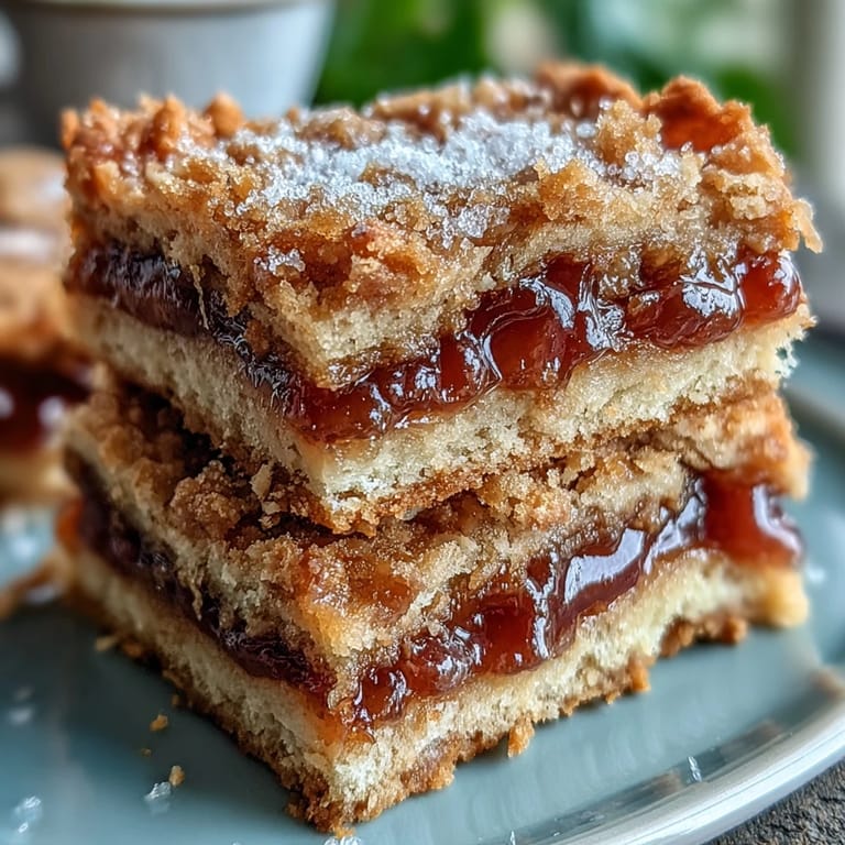 Dusted with powdered sugar, these Guava Cake Bars showcase a buttery crust and luscious guava swirl, perfect for snacking.