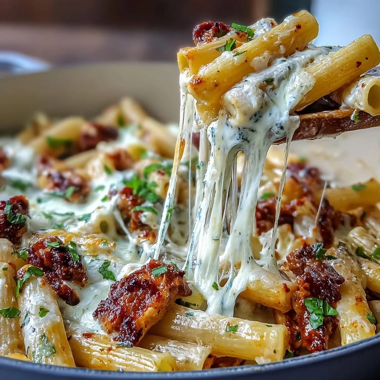 This One-Pot Cheesy Pasta Bake is loaded with three melty cheeses, rich tomato sauce, and fresh herbs for ultimate comfort.