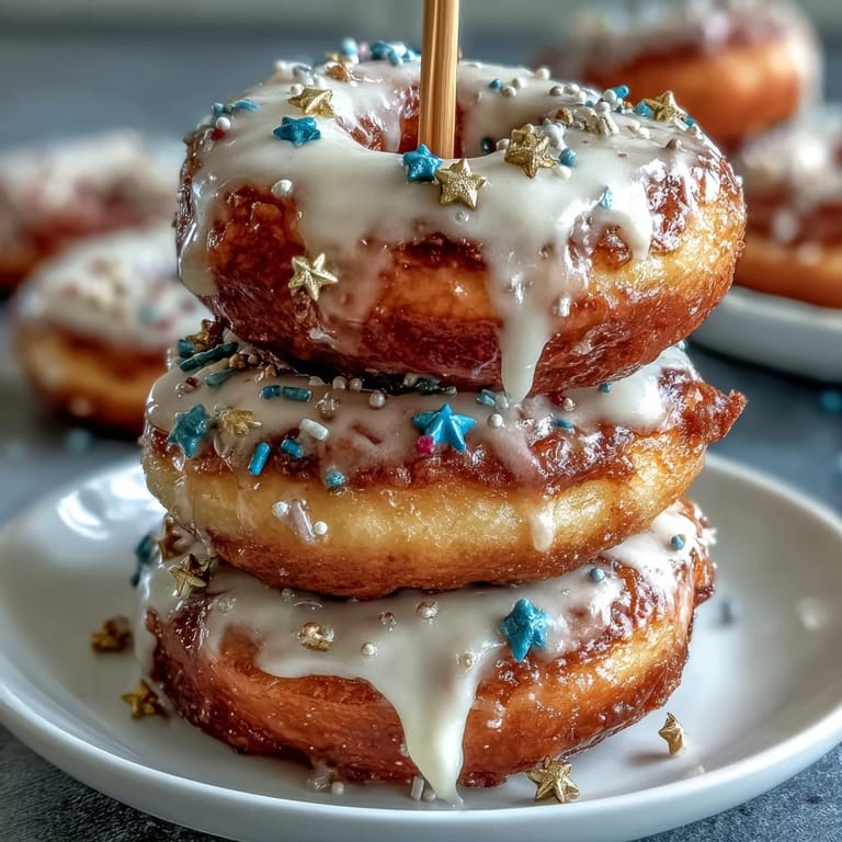 Festive donut tower, a delightful graduation party dessert masterpiece piled high.
