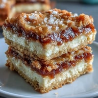 Warm, golden-baked Guava Cake Bars with flaky pastry layers reveal bright pink guava paste inside, a classic Cuban dessert.