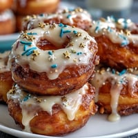 Graduation party donut tower with colorful sprinkles, a sweet, tiered centerpiece.