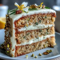 Bright Spring Birthday Lemon Pistachio Cake ready for slicing.